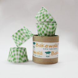 Muffin Paper Cups - Green Chequered - 15cm