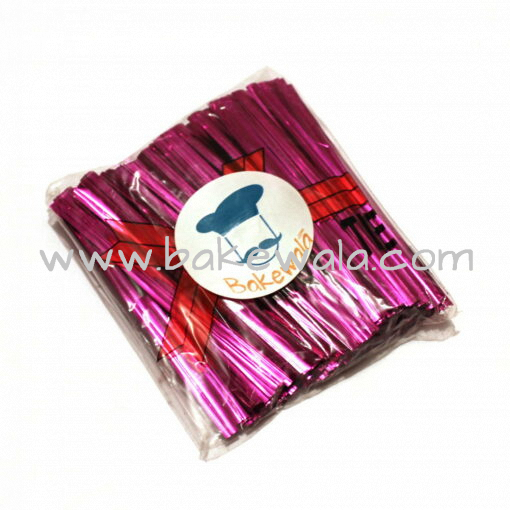 Twist Ties or Metal Collars or Twisters - Pink colour - 8 cm length