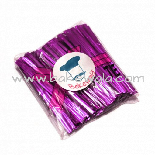 Twist Ties or Metal Collars or Twisters - Purple colour - 8 cm length