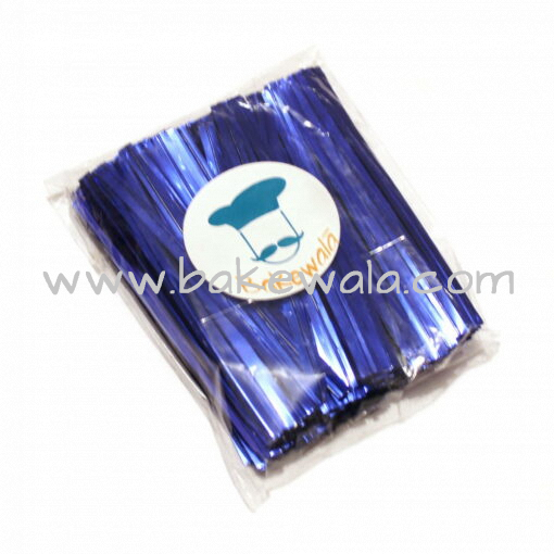 Twist Ties or Metal Collars or Twisters - Blue colour - 8 cm length