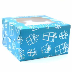 Cupcake Boxes  4 Cavities - Gift Box Print  - Teal Blue 25 PCS