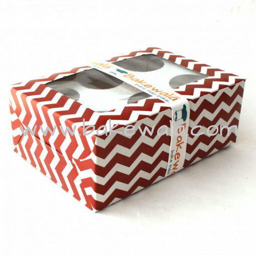 Cupcake Boxes - 6 Cavities - Chevron Pattern - 20 pcs