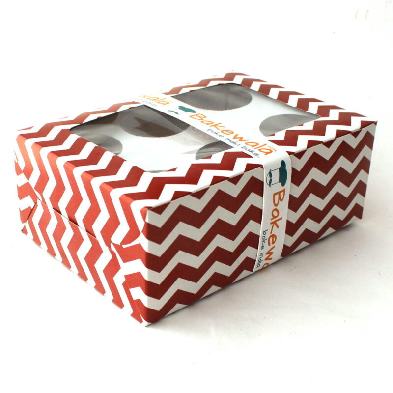 Cupcake Boxes - 6 Cavities - Chevron Pattern - 20 pcs