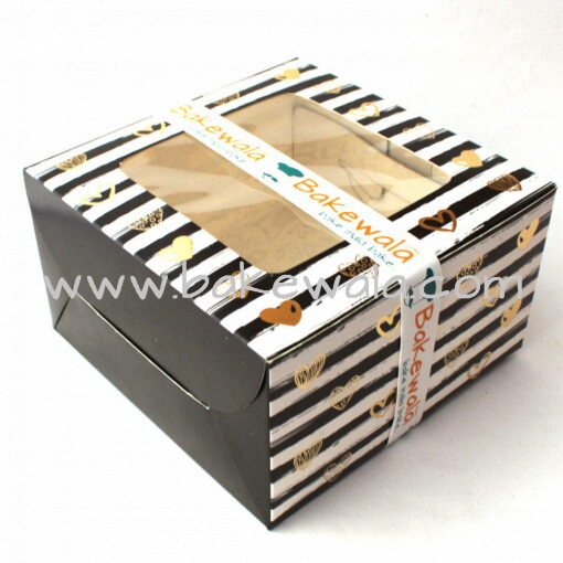 Cake Boxes - Black and White Stripes Classics - Pack of 10