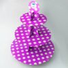 3 Tier Cardboard Cupcake stand - Purple - Large Polka Dots