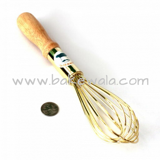 Whisk Wooden Handle - Gold Finish - 11.5 inch