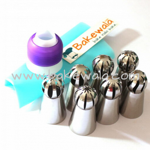 Balloon Tip Russian Nozzles - 7 Nozzles and 1 silicone Bag set