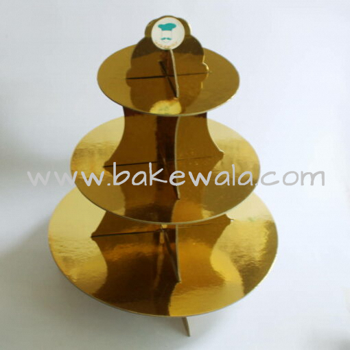 3-tier Cardboard Cupcake Stand - Gold