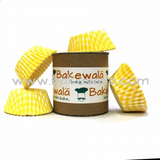 Cupcake Paper Liners - Yellow Chequered - 11cm - 100 pcs