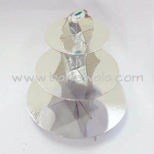 Cardboard Cupcake Stand - 3 tier - Silver