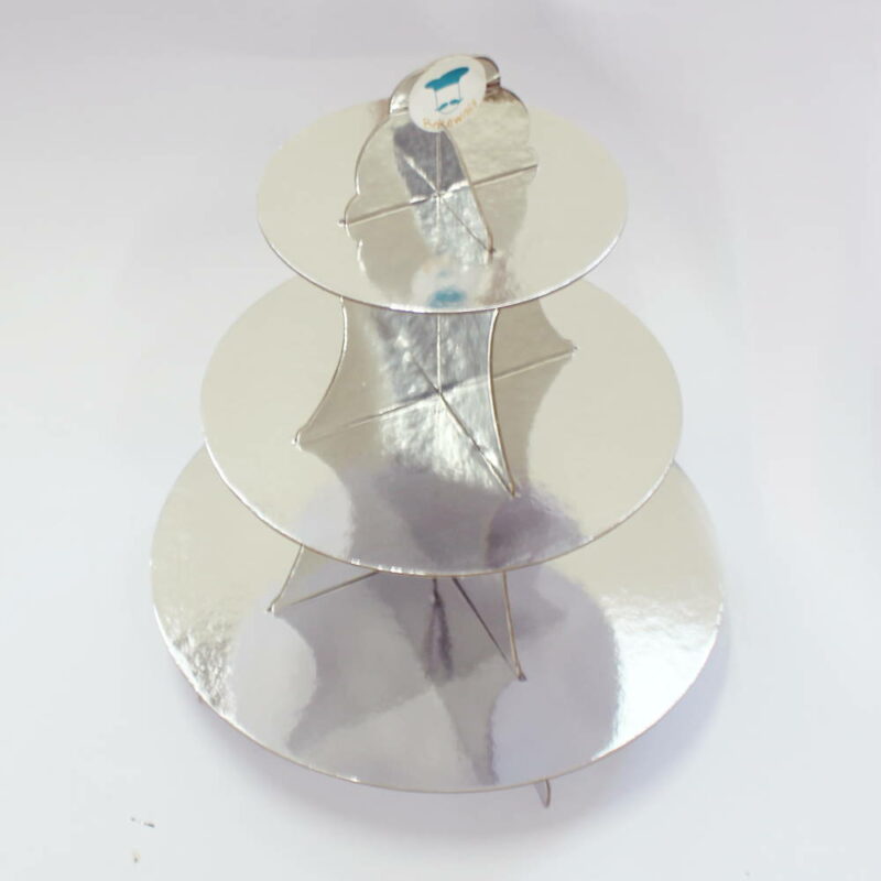 Cardboard Cupcake Stand - 3 tier - Silver
