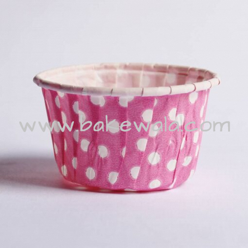 Pleated Muffin Paper Cups - Pink Polka Dots - Rolled edge - 12cm - 4140 pcs