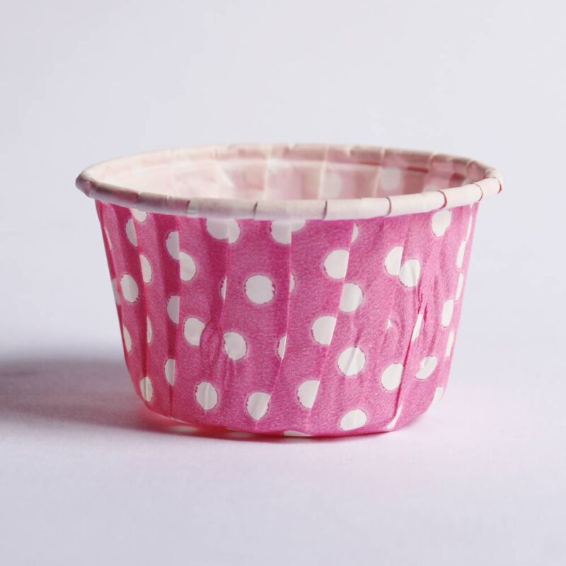 Pleated Muffin Paper Cups - Pink Polka Dots - Rolled edge - 12cm - 4140 pcs
