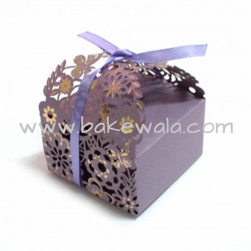 Chocolate Box - Floral Laser Cut - Purple - Set of 10 pcs