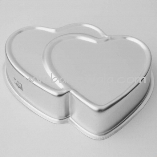 Aluminium Cake Tin Mold - Double Heart Shape - Size 1 - 16 X 23cm