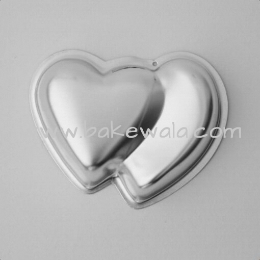 Aluminium Cake Tin Mold - Double Heart Shape - Small Mould - 5" wide