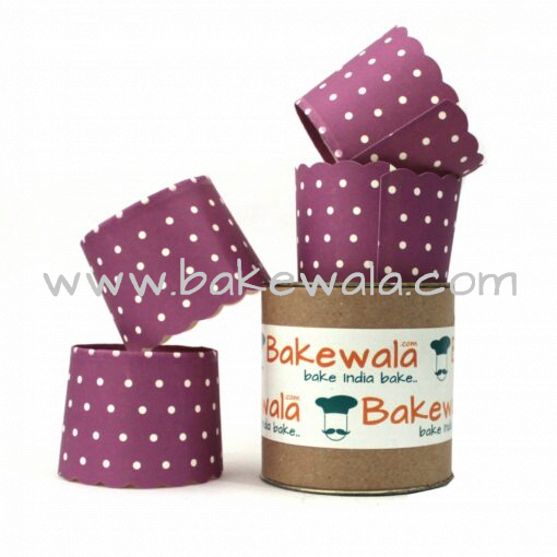 Muffin Paper Cups - Purple and White Polka Dots - 16 cm - 30 pieces