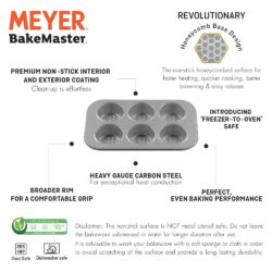 Meyer Bakemaster Non-Stick Bakeware - 6 Cup Deep Muffin Pan