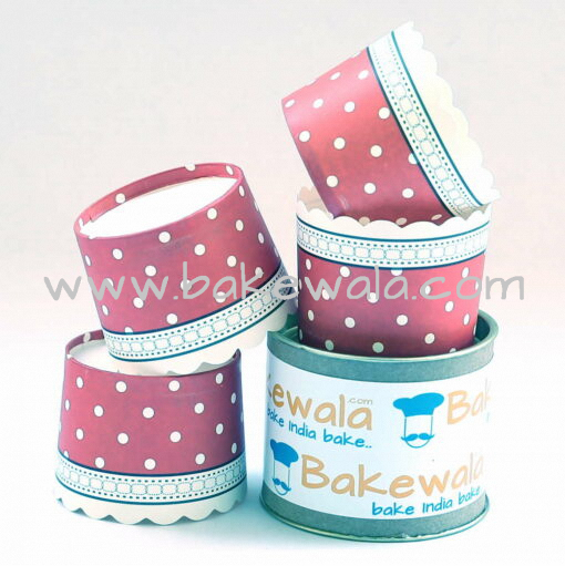 Muffin Paper Cups - Crimson Red - Big Polka dots with border 13.5 cm - 30 pcs