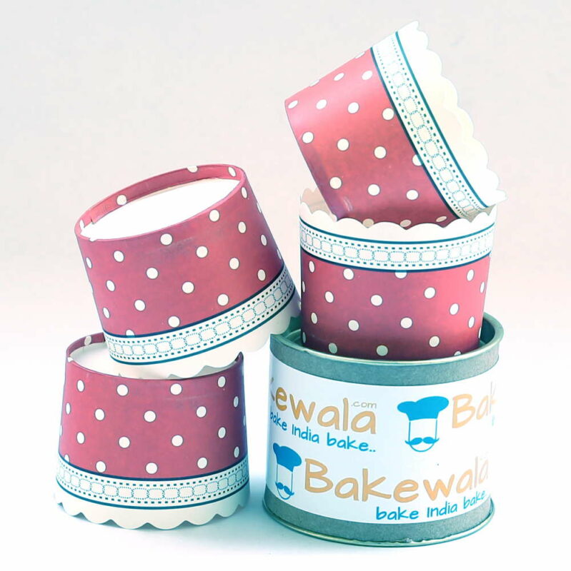 Muffin Paper Cups - Crimson Red - Big Polka dots with border 13.5 cm - 30 pcs