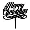 Acrylic Cake Topper or Silhouette - Merry Christmas - Design 3 - 4 Inch -  Black