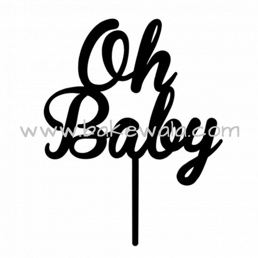 Acrylic Cake Topper or Silhouette - Oh Baby - 4 '' Black