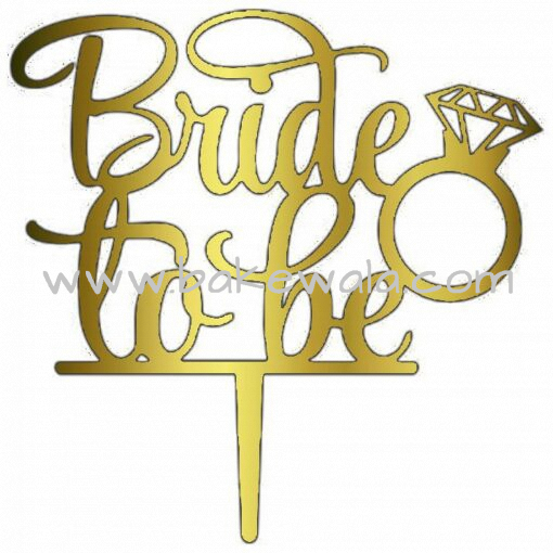 Acrylic Cake Topper or Silhouette - Bride To Be - Design 7 - 6 Inch -  Gold