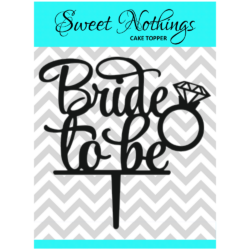 Acrylic Cake Topper or Silhouette - Bride To Be - Design 7 - 4 Inch -  Black