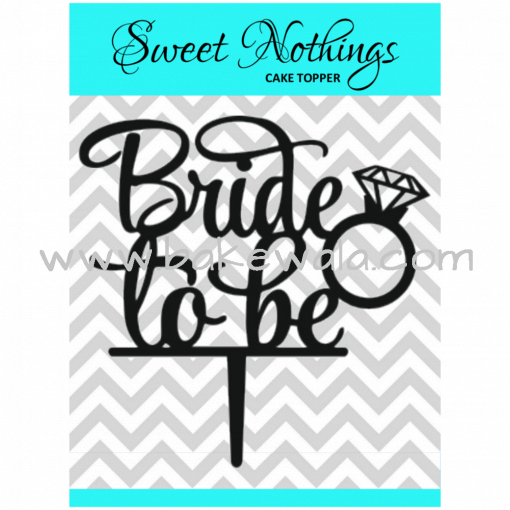 Acrylic Cake Topper or Silhouette - Bride To Be - Design 7 - 4 Inch -  Black