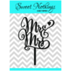 Acrylic Cake Topper or Silhouette - Mr and Mrs - Design 9 - 4 Inch -  Black