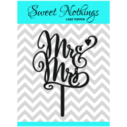 Acrylic Cake Topper or Silhouette - Mr and Mrs - Design 9 - 4 Inch -  Black