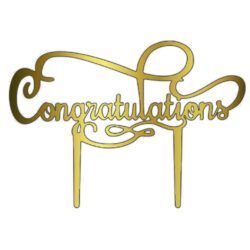 Acrylic Cake Topper or Silhouette - Congratulations - Design 10 - 6 Inch -  Gold