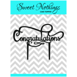 Acrylic Cake Topper or Silhouette - Congratulations - Design 10 - 4 Inch -  Black