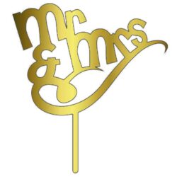 Acrylic Cake Topper or Silhouette - Mr and Mrs - Design 13 - 6 Inch -  Gold