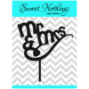 Acrylic Cake Topper or Silhouette - Mr and Mrs - Design 13 - 4 Inch -  Black