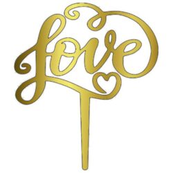 Acrylic Cake Topper or Silhouette - Love  - Design 17 - 6 Inch -  Gold