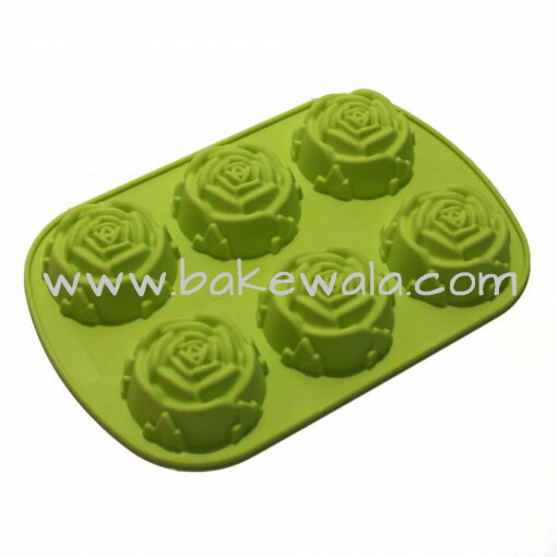 Silicone Mould Tray - Rose Shape 6 cup tray