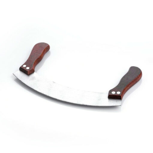 Half Moon Knife Mezzaluna Knife - Wooden Handle